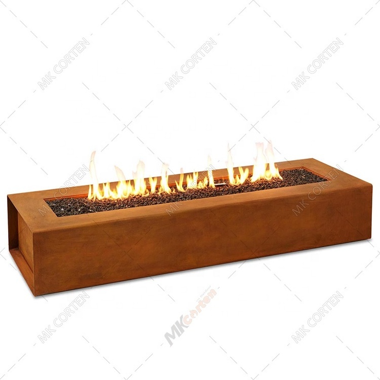 New Design Outdoor Firepit  Garden Table with Optional Glass Panel for Backyard Patio Corten Steel Gas Fire Pit