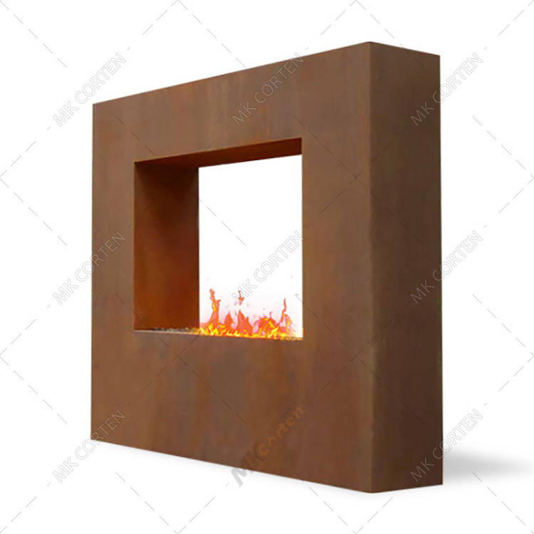 Smokeless 30 inch corten steel metal square fire pit & fireplace