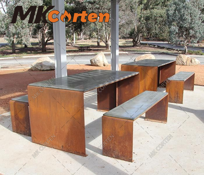 outdoor corten leg bench corten steel bench planter park seat public commercial seating bench outside