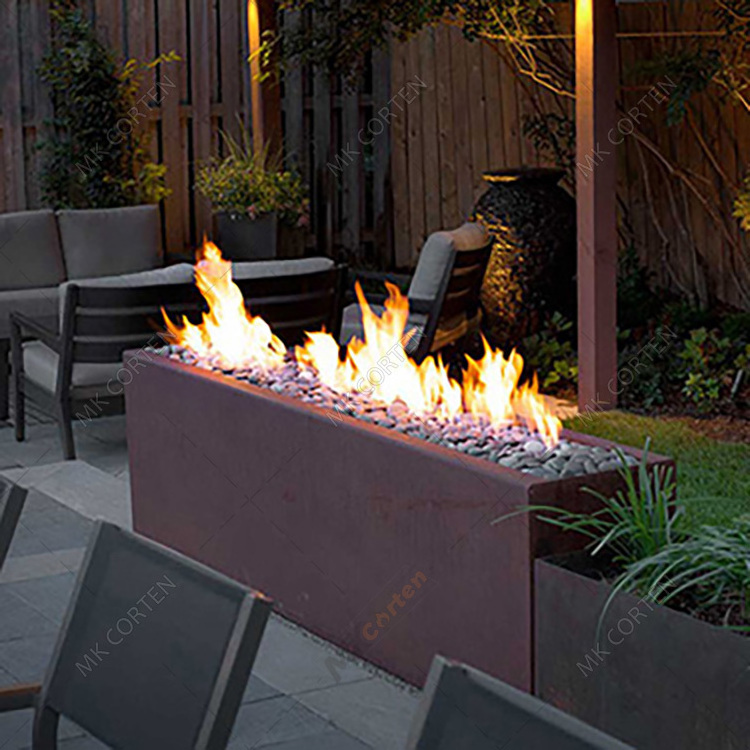 Corten Steel Outdoor Fire Pit With Chimney