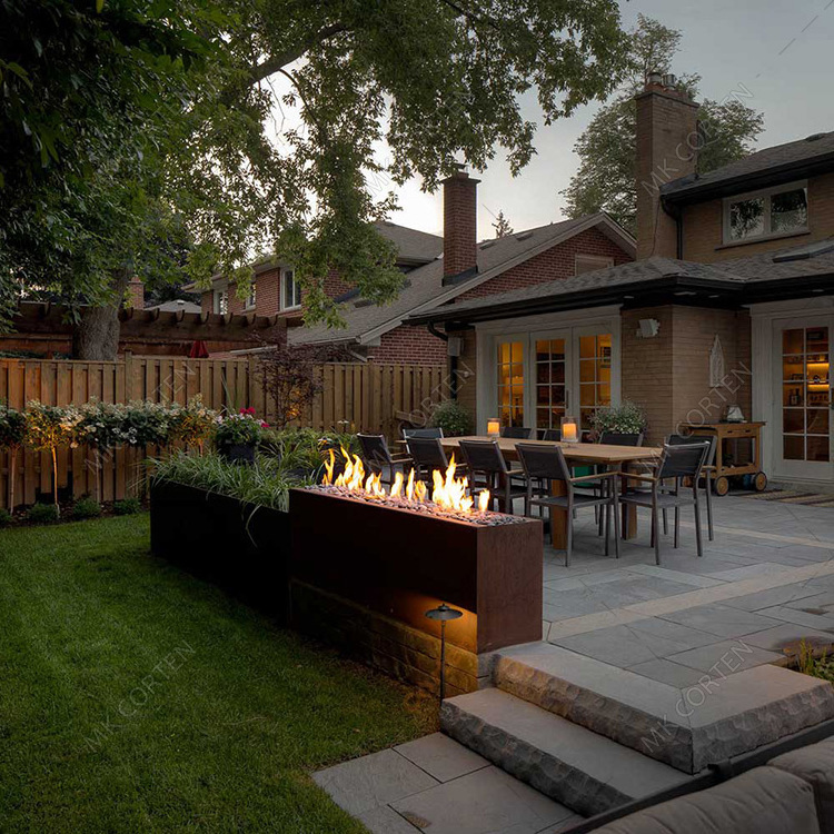 Corten Steel Outdoor Fire Pit With Chimney