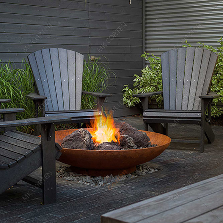 Outdoor Corten Steel Propane Fire Pit Table / Gas Firepit