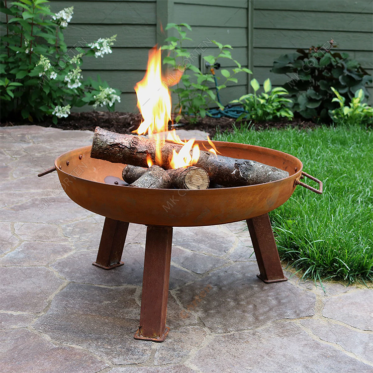 Outdoor Large Gas Fire Pit Decorative Corten Steel Small Fire Bowl