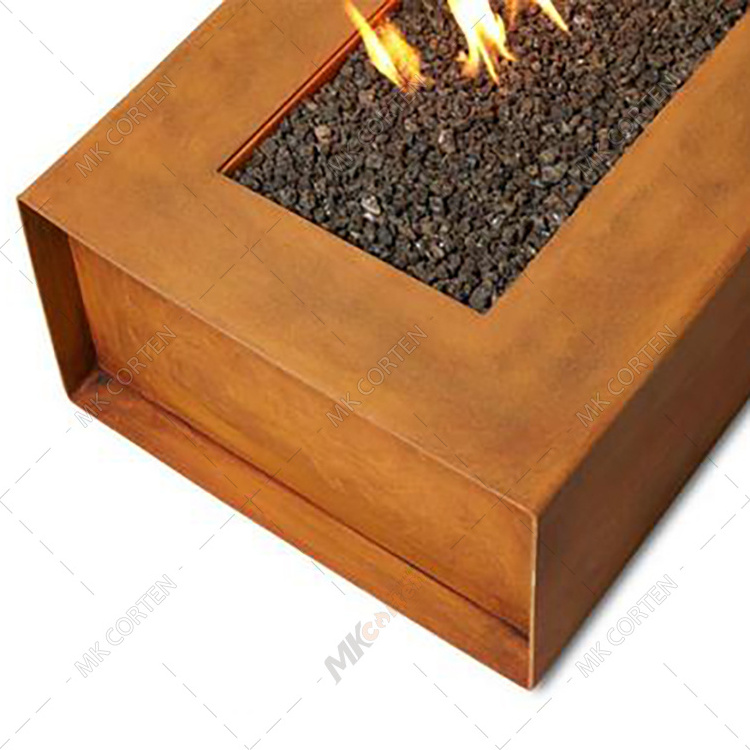 Custom Product Antique Rust Corten Steel Gas Fire Pit