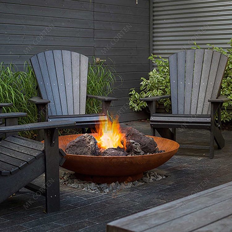 Outdoor Corten Steel Propane Fire Pit Table / Gas Firepit