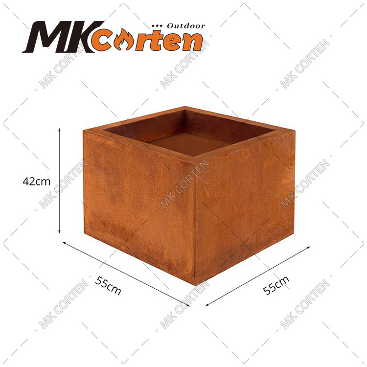 table gas firepit patio square corten steel tabletop outdoor fire pit