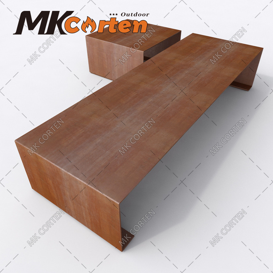 outdoor corten leg bench corten steel bench planter park seat public commercial seating bench outside