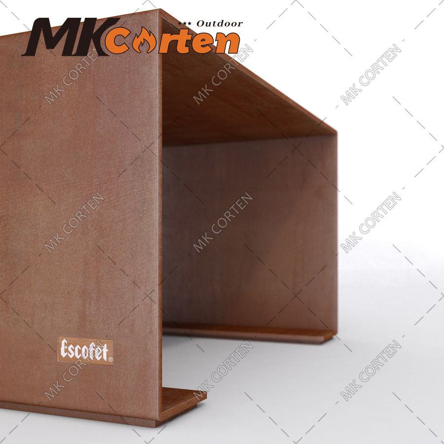 outdoor corten leg bench corten steel bench planter park seat public commercial seating bench outside