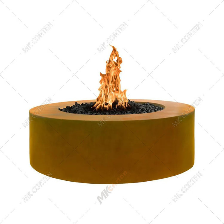 Corten steel gas fire pit with burner kit patio decoration