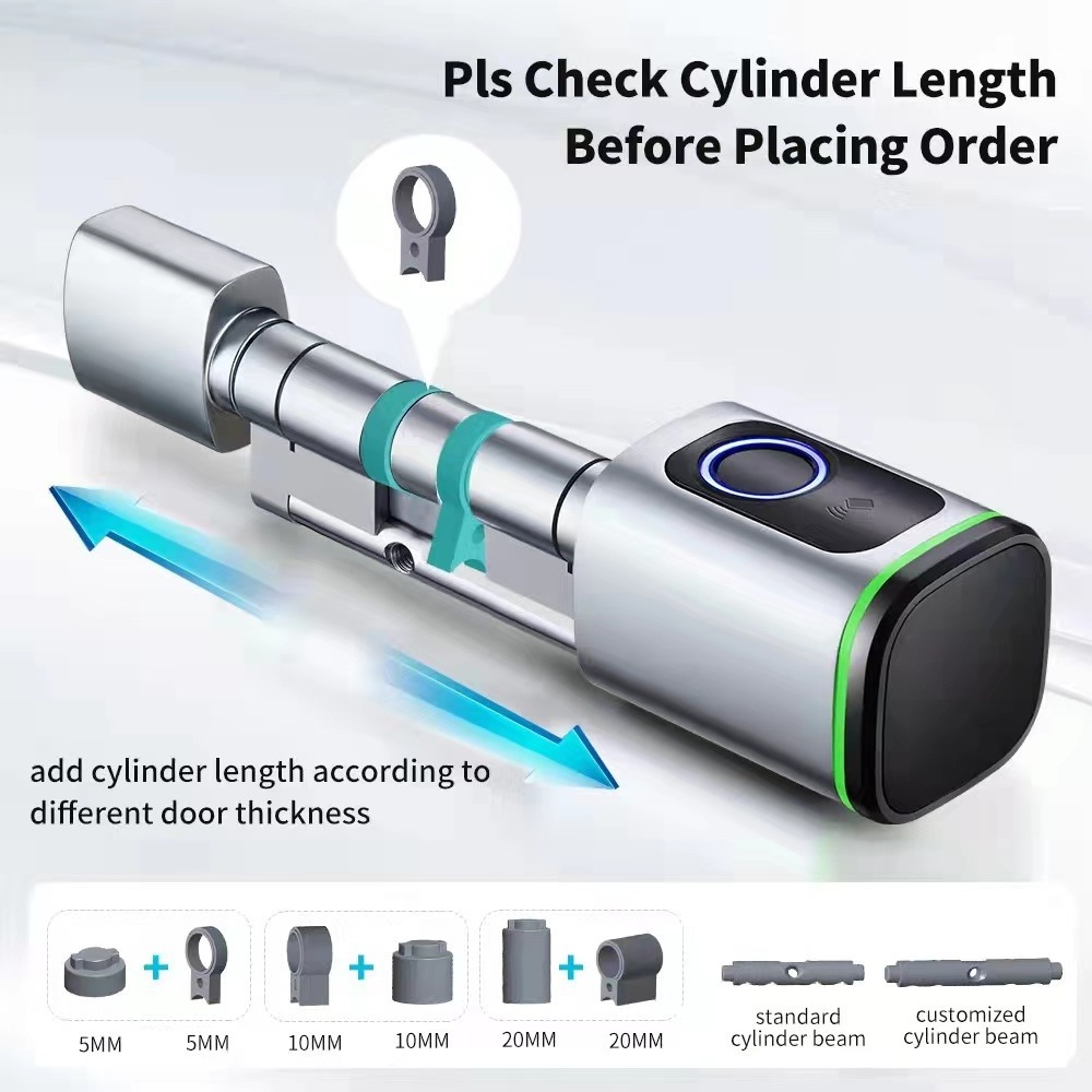 Fingerprint Lock Euro Cylinder Electronic Smart Door Lock RFID Card Bluetooth Digital Keyless Entry Smart Home Lock