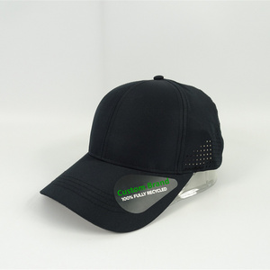 Custom 100%  Fully Recycled Polyester Laser Cut Solid Sport Cap with Adjustable Sunny Closure