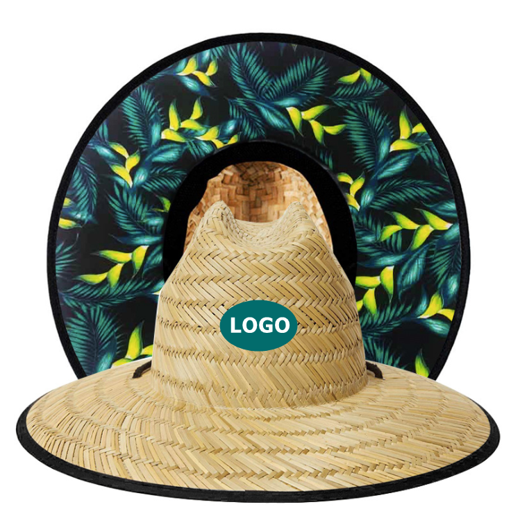 wholesale custom logo summer adult surf beach straw hat natural hollow grass bulk lifeguard straw hat for men and women