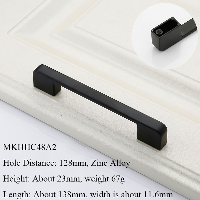 Home Kitchen Nordic Brushed Black Zinc Alloy Cabinet Furniture Cupboard Drawer Door Pull Handles