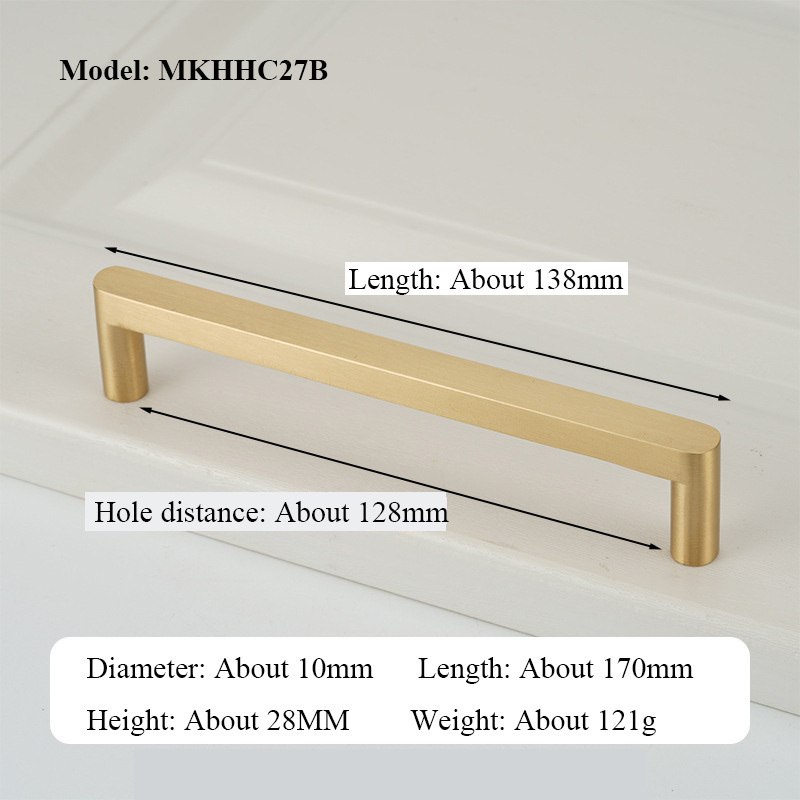 Home Kitchen Nordic Minimalist Brushed Golden Solid Brass Copper Knurled Cabinet Furniture Cupboard Drawer Door Pull Handles