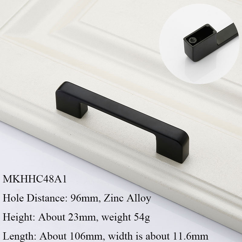 Home Kitchen Nordic Brushed Black Zinc Alloy Cabinet Furniture Cupboard Drawer Door Pull Handles