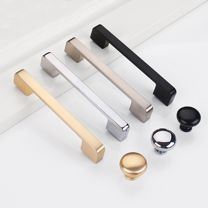 Home Kitchen Nordic Brushed Black Zinc Alloy Cabinet Furniture Cupboard Drawer Door Pull Handles