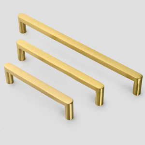 Home Kitchen Nordic Minimalist Brushed Golden Solid Brass Copper Knurled Cabinet Furniture Cupboard Drawer Door Pull Handles