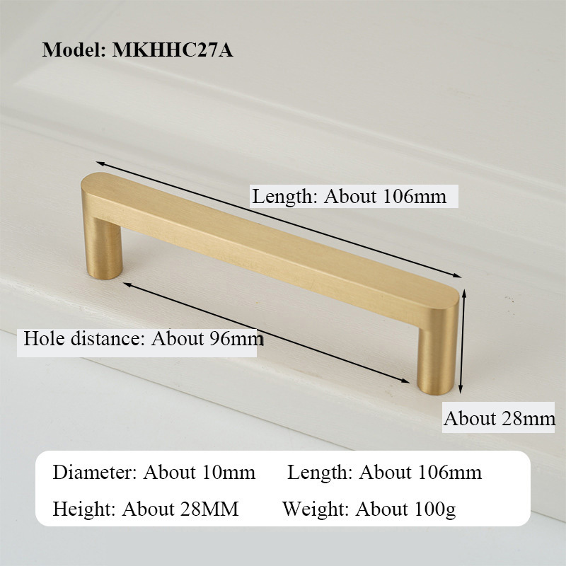 Home Kitchen Nordic Minimalist Brushed Golden Solid Brass Copper Knurled Cabinet Furniture Cupboard Drawer Door Pull Handles