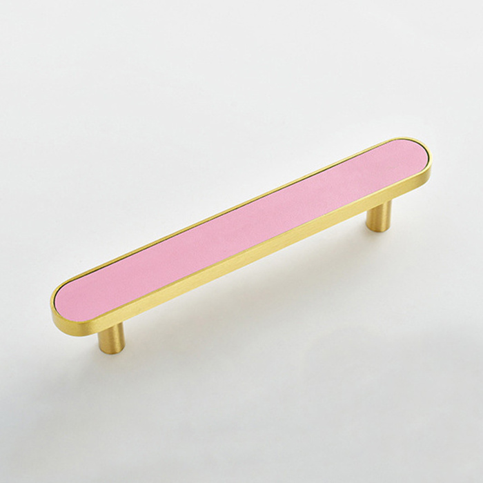 Factory Cheap Price Metal Furniture Small Handles Home Kitchen 130mm Pink Brass T Bar Drawer Dresser Cabinet Pull Handle Knobs