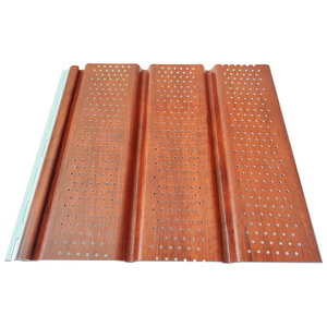 Factory Custom 12inch Waterproof Exterior Air Ventilation Wood Film Perforated PVC Vinyl Soffit Ceiling Panels For Roof