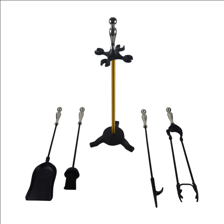 Best Quality Pellet Stove Tools 5 Pieces Wrought Metal Tool Set Fire set Place Pit Poker Stove Tools Kit Decoration Accessories