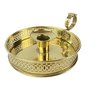 Large Brass Chamberstick  Wedding Centerpiece Home Party Decoration Table Top Decorative Metal Candle Holder