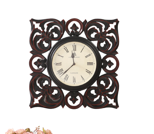 Standard Quality Wooden Wall Clock Handmade Wood Carved Wall Clock Wooden Hand Carving Crafts Wall Clocks