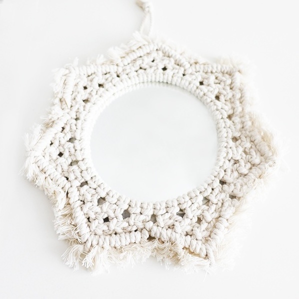 Modern Design Mirror Boho Style Macrame Fringe Wall Hanging Round Mirror Art Decoration Homes Hotels Home stay Resorts