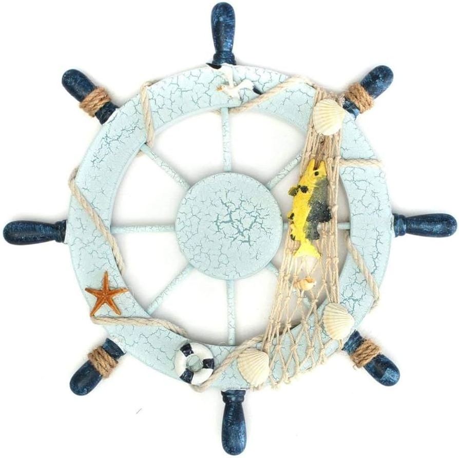 Nautical Pirate Boat Wall Hanging Wall Decor Ship Wheel Marine Home Office Decor Gift Wooden Brass Sailor's Ship Wheel