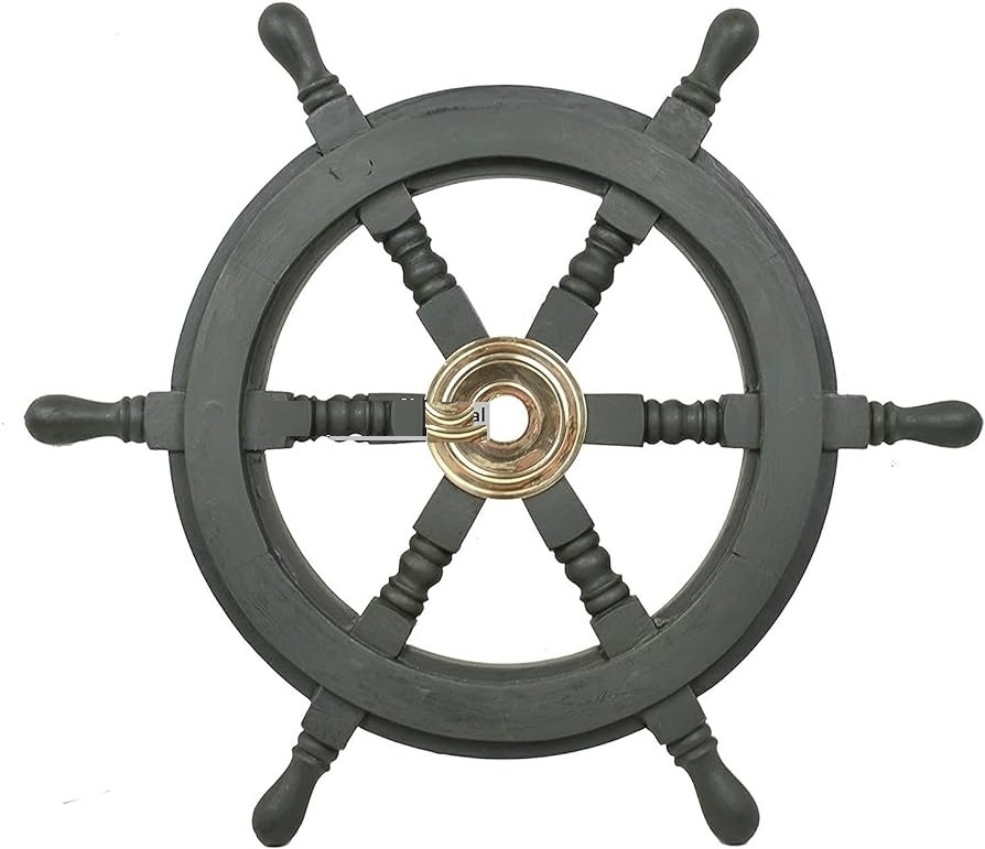 Nautical Pirate Boat Wall Hanging Wall Decor Ship Wheel Marine Home Office Decor Gift Wooden Brass Sailor's Ship Wheel