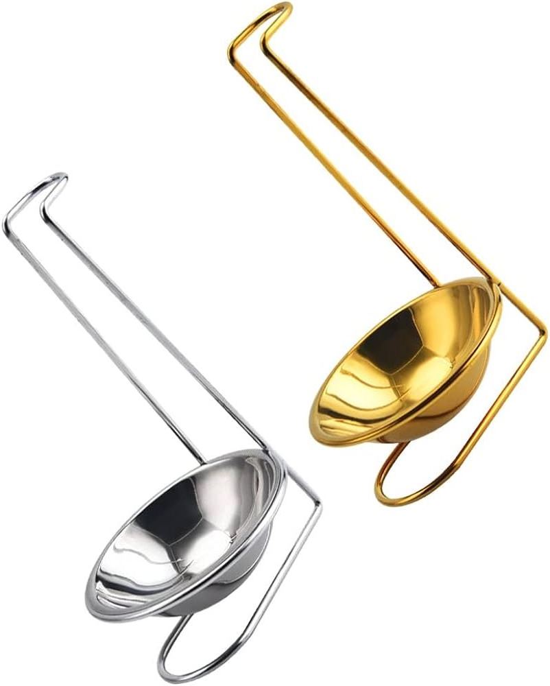 Stainless Steel Double Ladle Holder Metal Spoon Rest Upright Standing Spoon Rest Vertical Saving Soup Ladles Holders