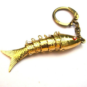 Fish Design Minimalism Durable Brass Screw Lock Clip Key Chain Ring Various Shape Pure Key Ring Custom Brass Keychain