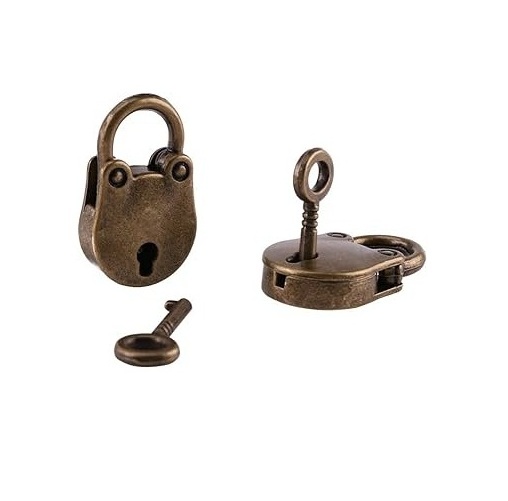 Excellent Workmanship 2024 creative Shape Vintage Metal Mini Padlock Bag Suitcase Luggage Box Key Lock Antique Padlock