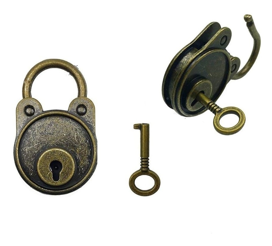 New Handicraft Brass Door Padlock and keys with new look Door Padlock and keys Handmade Decorative Double Key Padlock