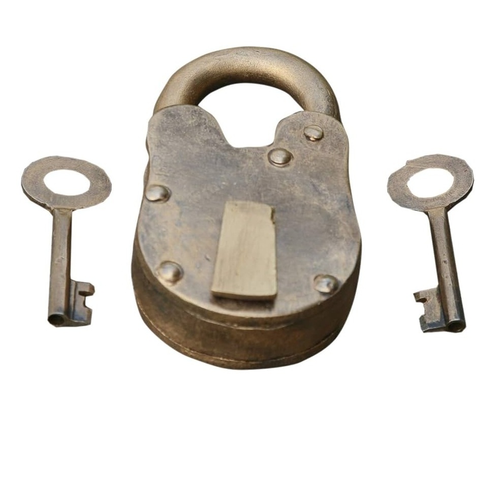 New Handicraft Brass Door Padlock and keys with new look Door Padlock and keys Handmade Decorative Double Key Padlock