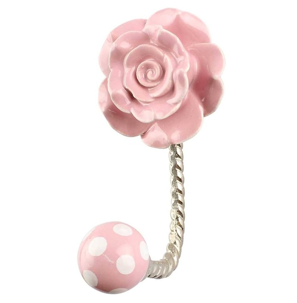 Creative Handmade Pink Flower Wall Hooks Hangers Key Holder Hanging Coat Towel Clothes Bathroom Heavy Duty Available at Low Cost