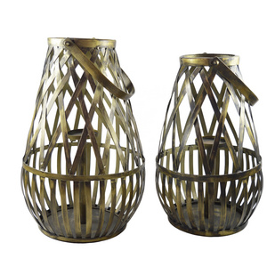 Brass Antique Colored Lanterns Set Of Two For Home Living Room Decorative Hanging Lanterns Candle Holder