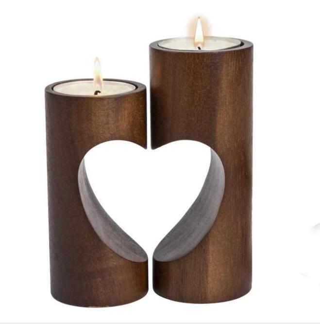 Heart Cutting Shape Wooden Wax Jar Candle Holder Best Wood Candle Stand Use Home Hotel Decor Decor Customized Design Available