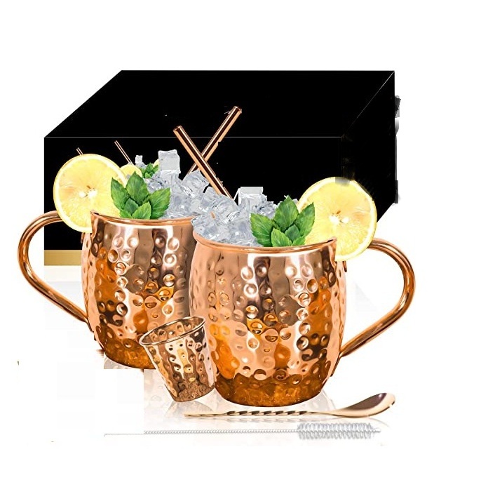 Metal Cup High Quality 100% Hammered Pure Copper Cup Moscow Mule Mug For Drink ware Mugs Bar Accessories Coffee Mugs