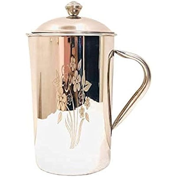 Prime Quality Enamel Printed Jugs With Glass 100% Pure Copper Drinking Jug With Glass Set Printed Copper Glass For Restaurant