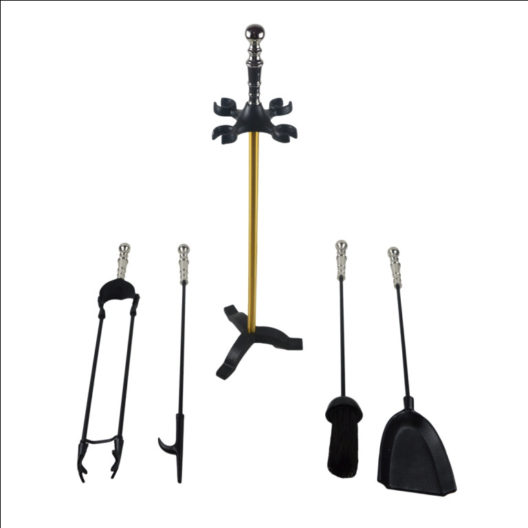 Fancy Theme Metal Fireplace Tool Set with Holder Vintage Shovel Brush Chimney Poker Fire Accessories Kit for sale