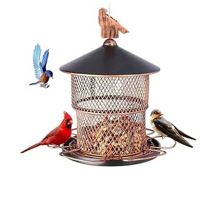 Solar Bird Feeders for Outside Clearance Metal Bird Feeder for Outdoors Hanging Weatherproof w/Metal Chains & Hook Garden Decor