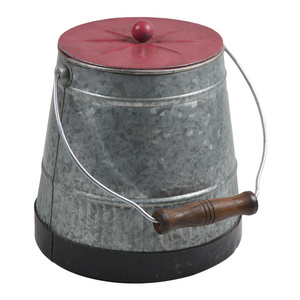 Superior Quality Iron Metal Design Bucket Galvanized Finishing Design Bucket With Wooden Material Bucket Handle Design