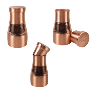 Export Quality Copper Water Jug Benefit Good Health Copper Hammered Sugar pot or Carafe or Bedside Pot at Cheapest Price