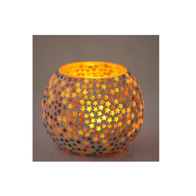 Good Selling Table Centerpiece Handmade Mosaic Candle Jars Stained Glass Tealight Candle Holders For Wedding Decoration