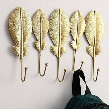 Home Decor Aluminum Custom Leaves Shape Wall Hook Gold Plated Unique Accent Decorative Metal Wall Hook At Lowest Costs