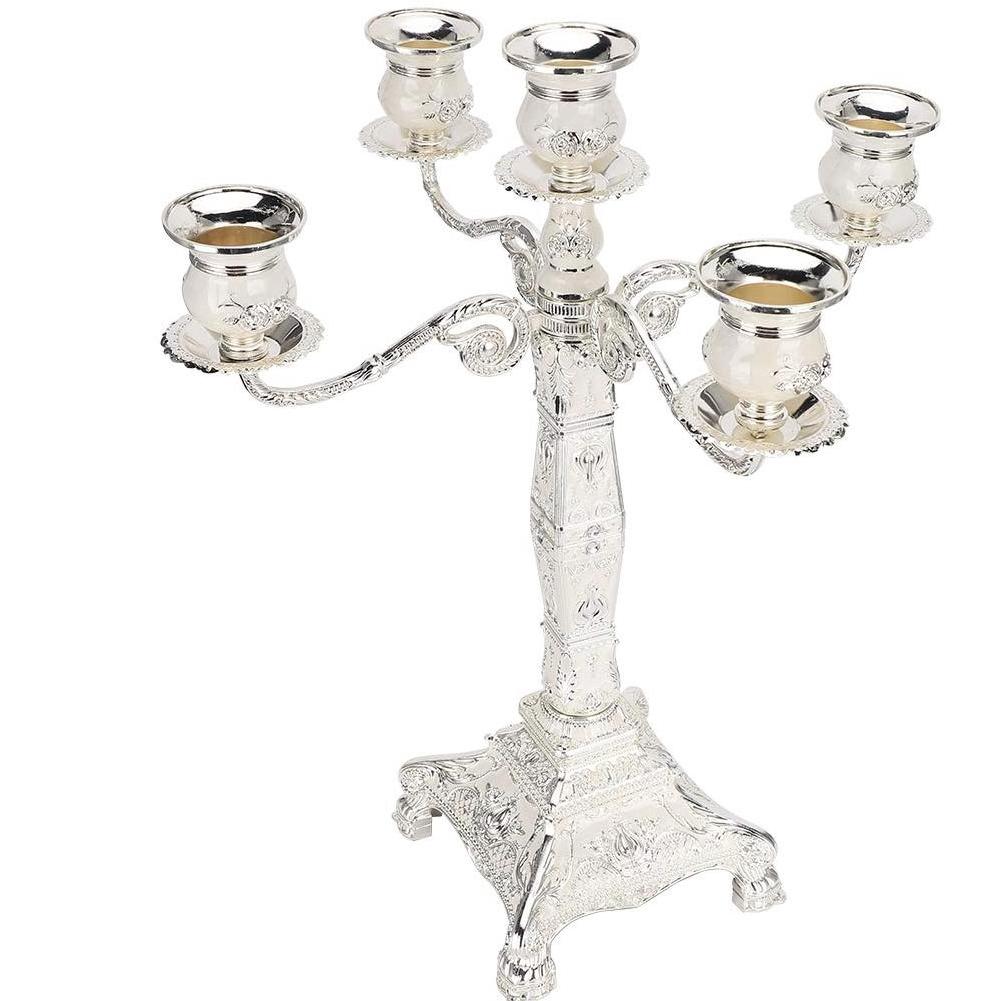 Modern Design Aluminium Candelabra Five Candle Lights Cup With Nickel Plating Finishing Round Base For Home Decoration