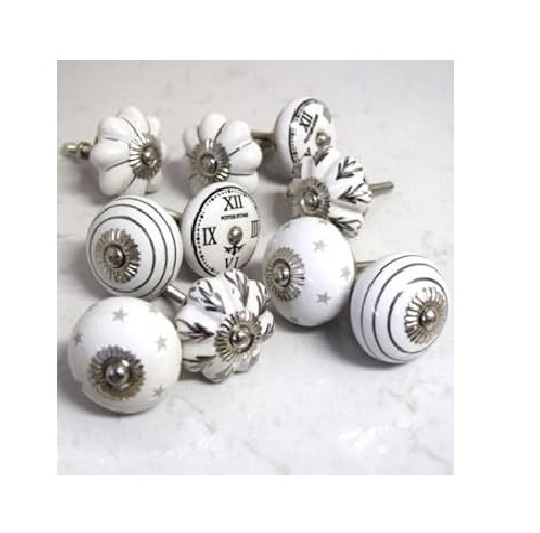 Floral Print Ceramic door Knob Modern Design Cupboard Door Knobs Drawer Pull Handles best selling less price knobs