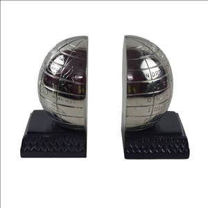 Silver Colored Globes Shaped Bookends For Shelves Customized Cheap Decor New Design Bookends For Tableware Accessories