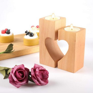 Heart Cutting Shape Wooden Wax Jar Candle Holder Best Wood Candle Stand Use Home Hotel Decor Decor Customized Design Available